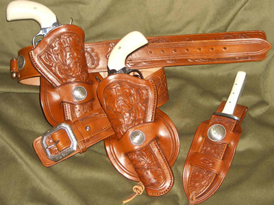 Old West Leather holsters and knife sheaths