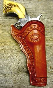 Old West Leather holsters - Cowboy Holsters and Gun Belts - knife sheaths and other old west accessories - SHOWN HERE:  CALIFORNIA SLIM JIM LEATHER HOLSTER