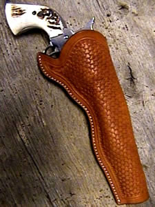 Old West Leather holsters - Cowboy Holsters and Gun Belts - knife sheaths and other old west accessories - SHOWN HERE:  CALIFORNIA SLIM JIM HOLSTER
