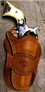 Old West Leather holsters - Cowboy Holsters and Gun Belts - knife sheaths and other old west accessories - SHOWN HERE:  WRANGLER HOLSTER