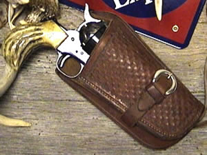 Old West Leather holsters - Cowboy Holsters and Gun Belts - knife sheaths and other old west accessories - SHOWN HERE:  RED RIVER HOLSTER