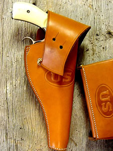 Leather Cowboy Holsters - Old West Leather Frank James Holster and Gun Belt