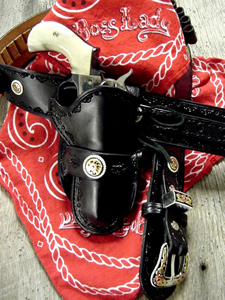 cowgirl holsters, ladies leather holsters Old West Leather Ladies holsters - Cowboy Holsters and Gun Belts for Women - also available a full line of leather frontier holsters, gun belts hand made bowie knives and knife sheaths