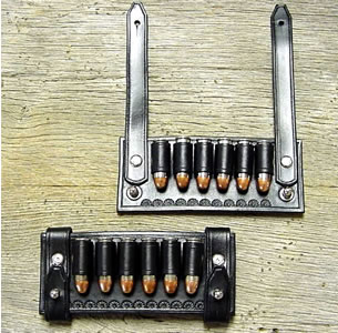 western cartridge slides Old West Leather Cuffs - cowboy cuffs - holsters - gun belts in authentic Cowboy hero patterns - Spear point bowie knife with knife sheath shown